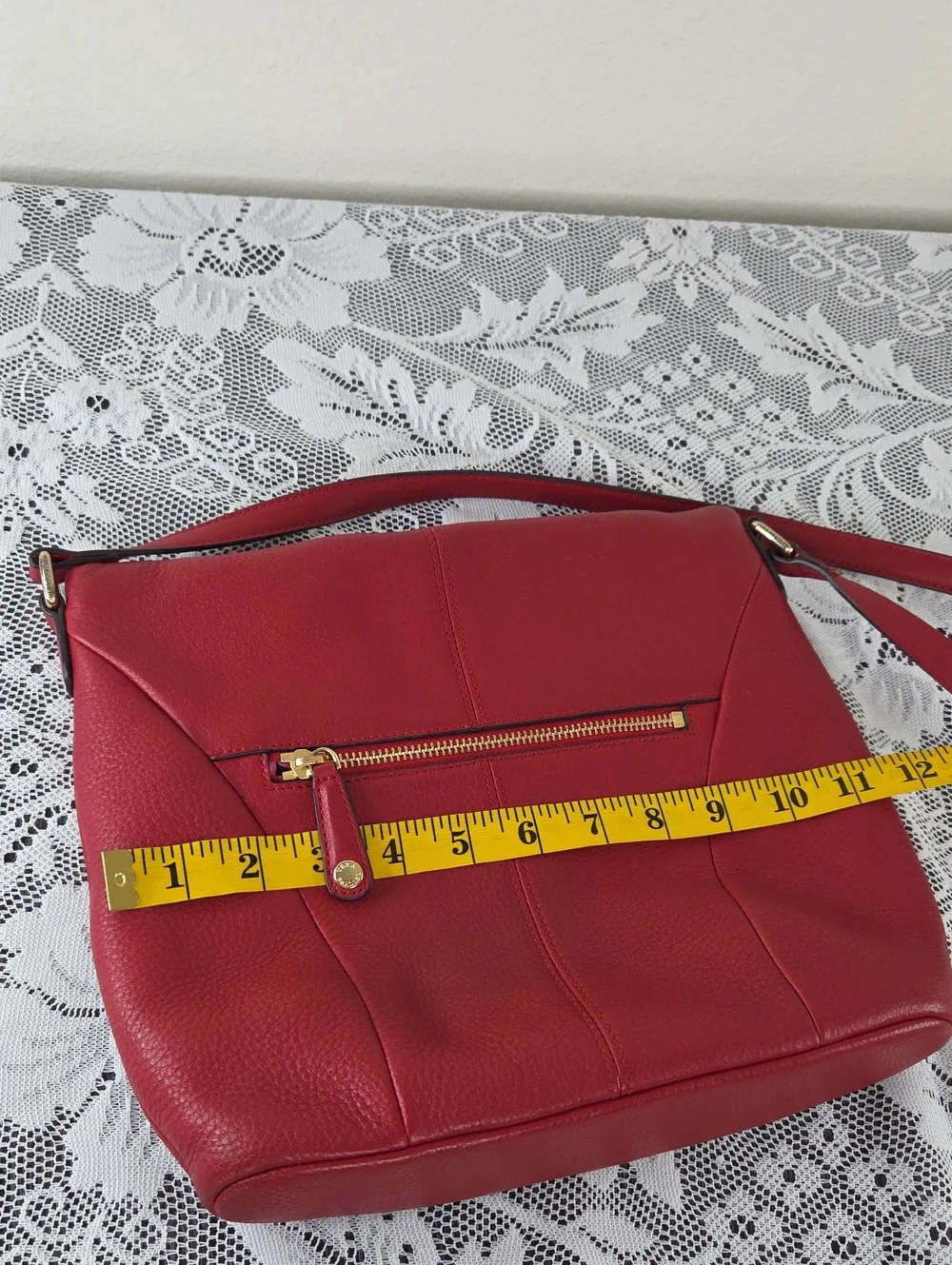 Vera Bradley Alexa Red Pebbled Leather Crossbody Shoulder Bag Adjustable Strap